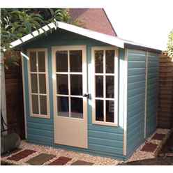 7ft X 7ft (2.05m X 1.98m) - Premier Wooden Summerhouse - Single Door - 12mm T&g Walls - Floor - Roof