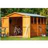 10ft X 8ft  (2.99m X 2.39m) - Dip Treated Overlap - Apex Garden Shed - 6 Windows - Double Doors