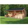 5.39m X 5.90m Log Cabin Including Pressure Treated Decking - 44mm Wall Thickness