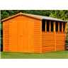 12ft X 6ft  (3.59m X 1.82m) - Dip Treated Overlap - Apex Garden Shed - 6 Windows - Double Doors