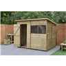 Installed 8ft X 6ft (2.4m X 1.9m)  Pressure Treated Overlap Pent Shed With Single Door And 2 Windows - Installation Included - Modular (core)