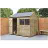 Installed 6ft X 8ft (1.9m X 2.4m) Overlap Pressure Treated Reverse Apex Shed With Single Door And 1 Window - Modular - Installation Included (core)