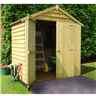 Installed 4ft X 6ft (1.19m X 1.79m) - Overlap Pressure Treated - Apex Garden Shed - Windowless - Double Doors - 10mm Solid Osb Floor Installation Included