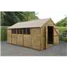 Installed 15ft X 10ft (3.05m X 4.55m) Overlap Apex Pressure Treated Shed With Double Door And 6 Windows - Modular - Installation Included