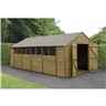 Installed 20ft X 10ft (3.04m X 6.03m) Apex Overlap Pressure Treated Shed - Double Door With 8 Windows - Modular - Installation Included