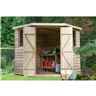7ft X 7ft (2.9m X 2.3m) Pressure Treated Overlap Corner Shed With Double Doors And 2 Windows