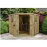 8ft X 8ft (3.46m X 2.80m) Tongue & Groove Pressure Treated Corner Shed With Double Doors And 2 Windows - Core (bs)