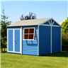 12ft X 12ft - (3.73m X 3.59m) - Tongue & Groove - Apex Workshop - 2 Opening Window - Double Doors - 16mm Tongue & Groove Floor