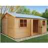 Installed - 12ft X 18ft - (3.73m X 5.39m) - Tongue & Groove - Apex Workshop - 2 Opening Window - Double Doors - 16mm Tongue & Groove Floor Installation Included