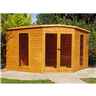 10ft X 10ft (2.99m X 2.99m) - Premier Corner Wooden Summerhouse - Double Doors - 12mm T&g Walls - Floor - Roof