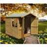 Installed 7ft X 7ft (1.98m X 2.04m) Pressure Treated Overlap - Apex Wooden Garden Shed - 1 Opening Window - Double Doors - 10mm Solid Osb Floor Installation Included
