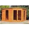 Installed 10ft X 10ft (2.99m X 2.99m) - Premier Corner Wooden Summerhouse - Double Doors - 12mm T&g Walls - Floor - Roof Installation Included