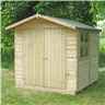 7ft X 7ft (2.09m X 2.09m) - Pressure Treated Tongue And Groove - Apex Workshop - 1 Opening Window - Double Doors - 12mm Tongue And Groove Floor
