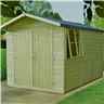 10ft X 7ft (2.99m X 2.15m) - Pressure Treated Tongue And Groove - Apex Garden Wooden Shed - Double Doors - 2 Opening Windows - 12mm Tongue And Groove Floor
