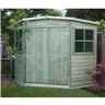 7ft X 7ft (2.09m X 2.09m) - Pressure Treated Tongue And Groove - Corner Shed - 2 Opening Windows - Double Doors - 12mm Tongue And Groove