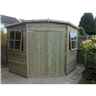 8ft X 8ft (2.25m X 2.25m) - Pressure Treated Tongue And Groove - Corner Shed - 2 Opening Windows - Double Doors - 12mm Tongue And Groove
