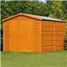 12ft X 8ft (3.59m X 2.39m) - Windowless Dip Treated Overlap - Apex Garden Shed - Double Doors