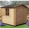 2.7m X 2.7m Premier Apex Log Cabin With Single Door And Window Shutter + Free Floor & Felt (19mm)