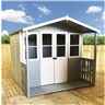 7ft X 7ft (2.05m X 1.55m) -  Premier Wooden Summerhouse - Double Doors - Side Windows - 12mm T&g Walls & Floor