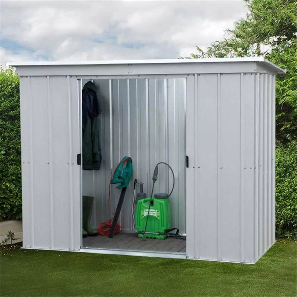 7ft 5" x 3ft 5" Pent Metal Shed + Free Anchor Kit (2.24m x 1.04m) product image