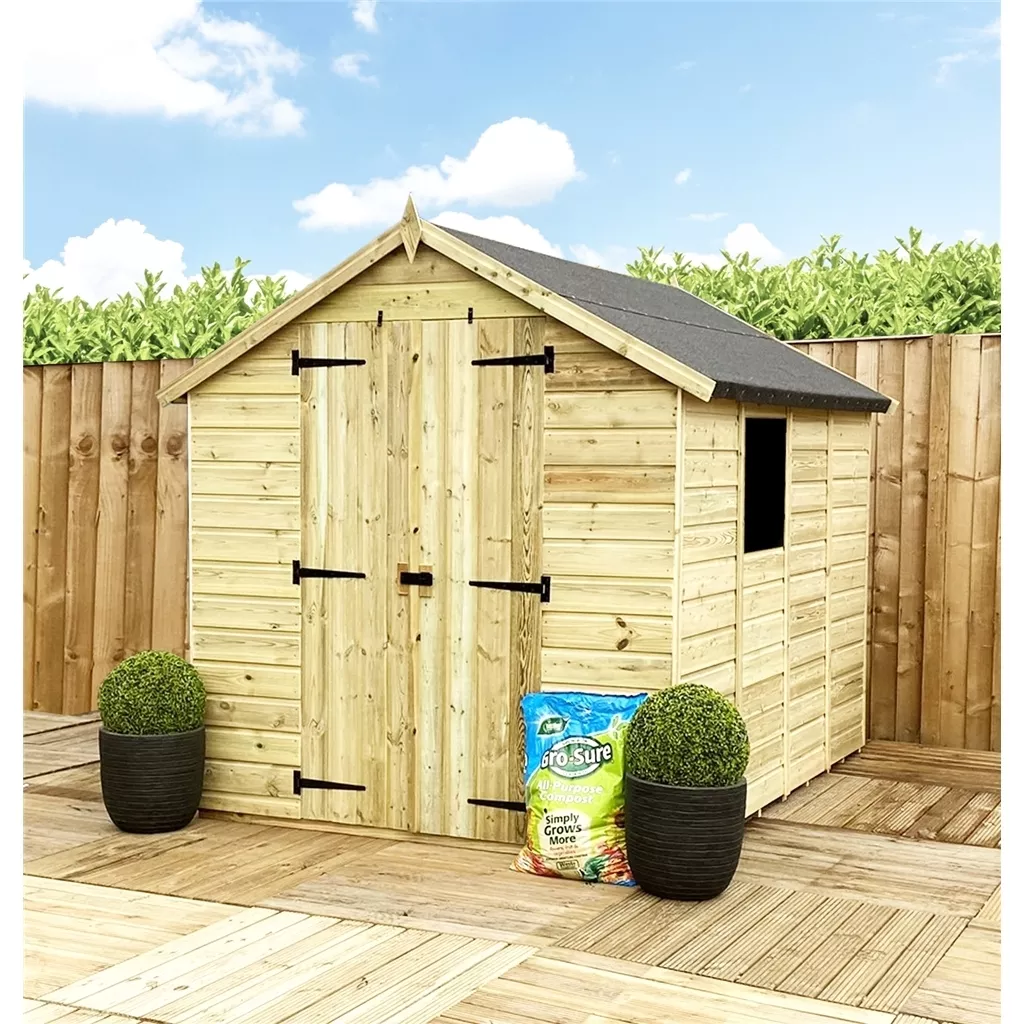 3 x 6 T&G Apex Shed + Double Doors + Low Eaves + 1 Window