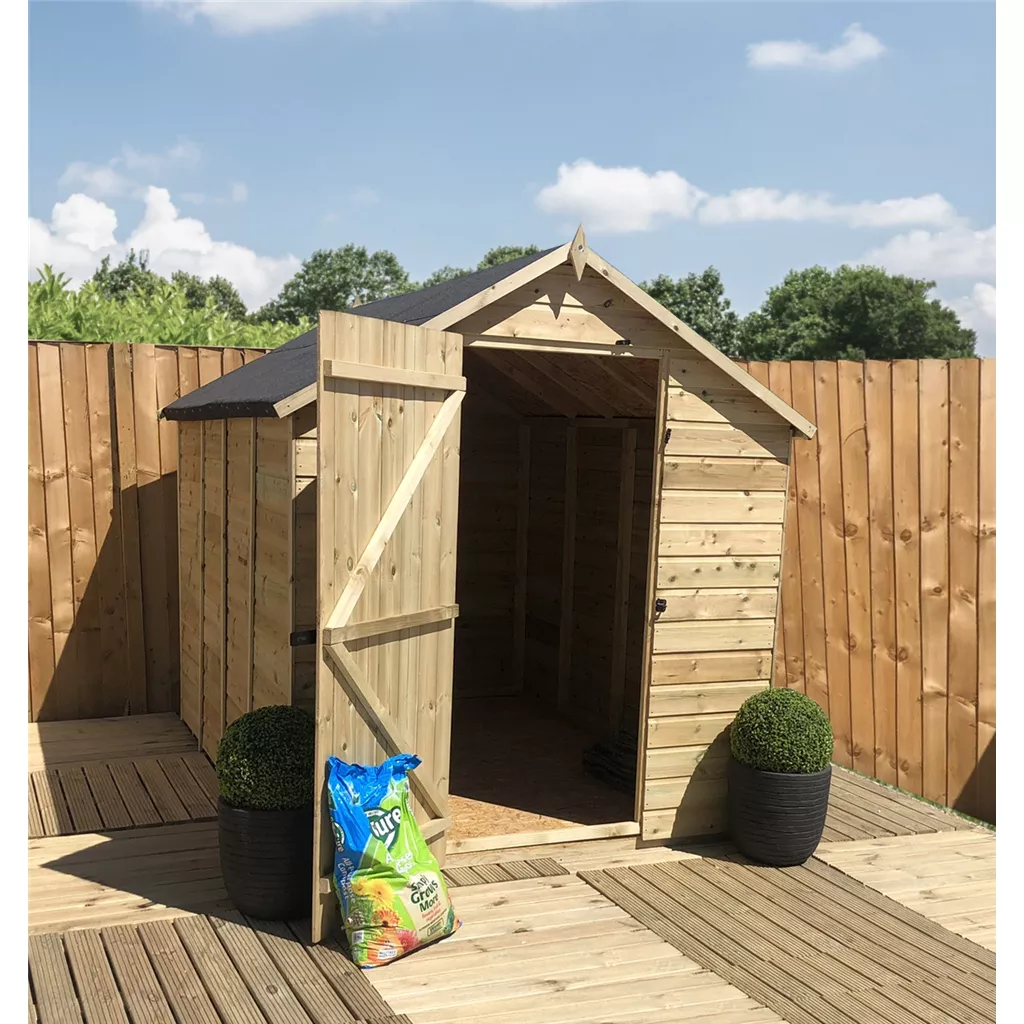 6 x 4 Pressure Treated T&G Single Door Apex Shed (low Eaves) + 1 Window product image