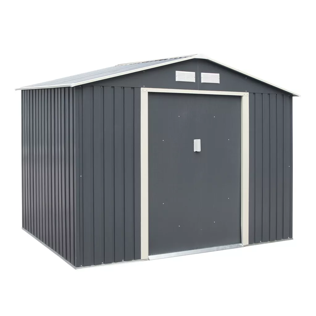 8 x 6 Double Door Metal Apex Shed – Dark Grey product image