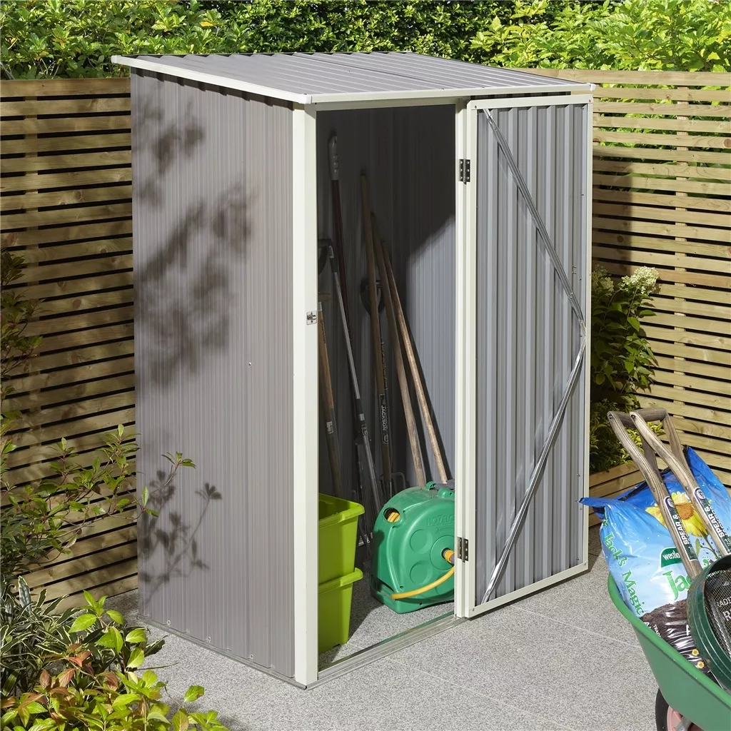 5 x 3 Single Door Metal Pent Shed – Light Grey product image