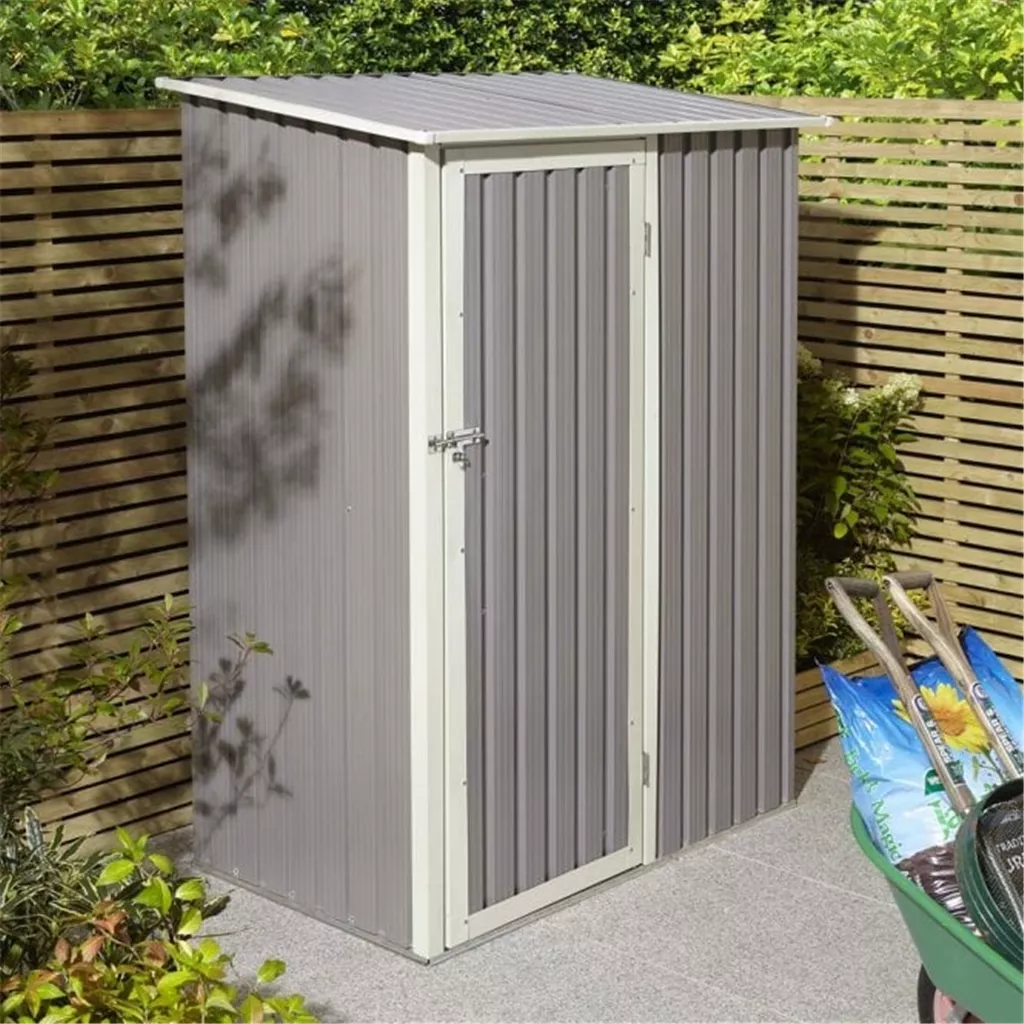5 x 3 Deluxe Ironwood Metal Pent Shed – Single Door & Foundation Kit – Light Grey product image